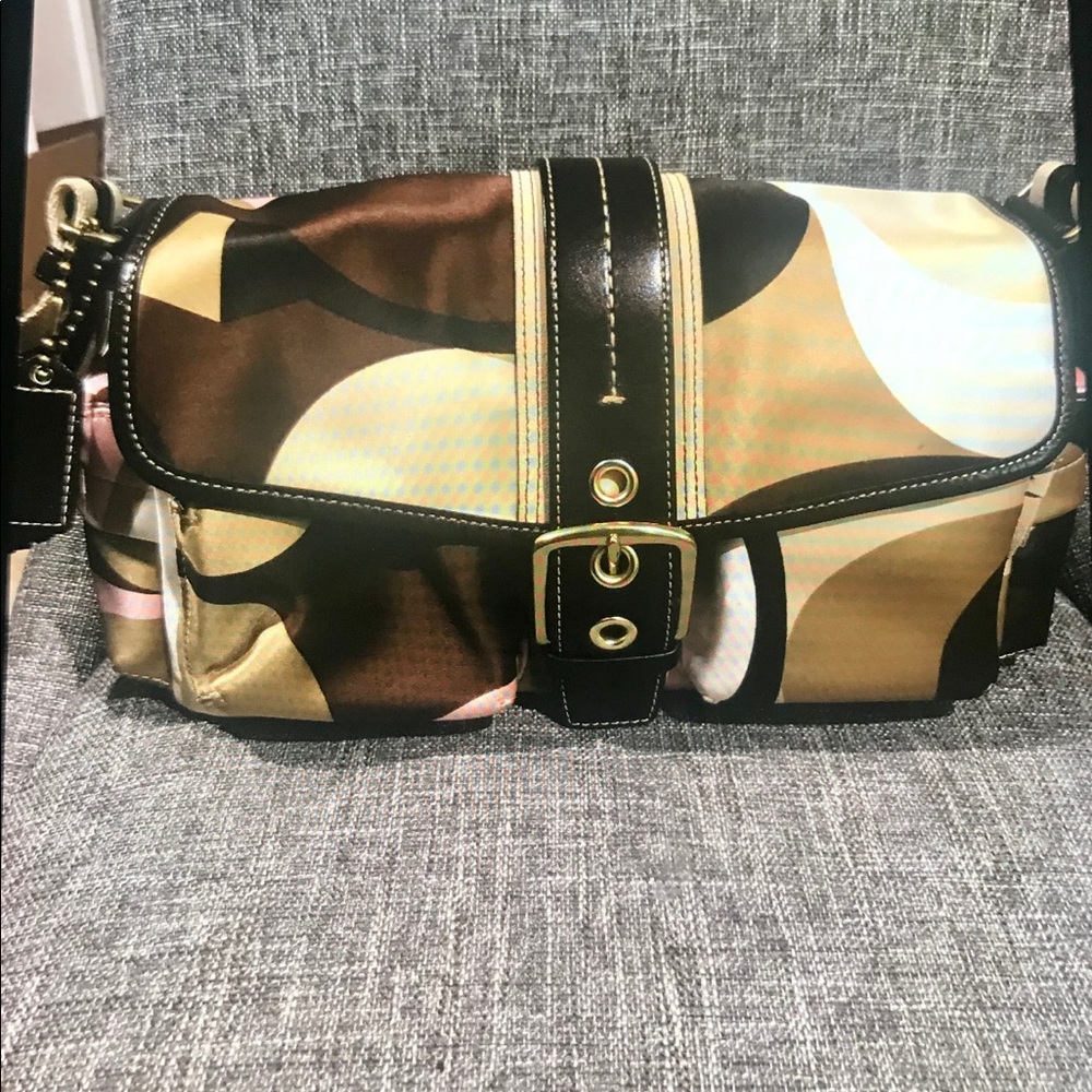 Auth Coach Scarf Print Cross Body/Shoulder Bag